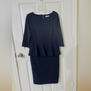 Calvin Klein Dark Navy peplum Dress Womens Size 12